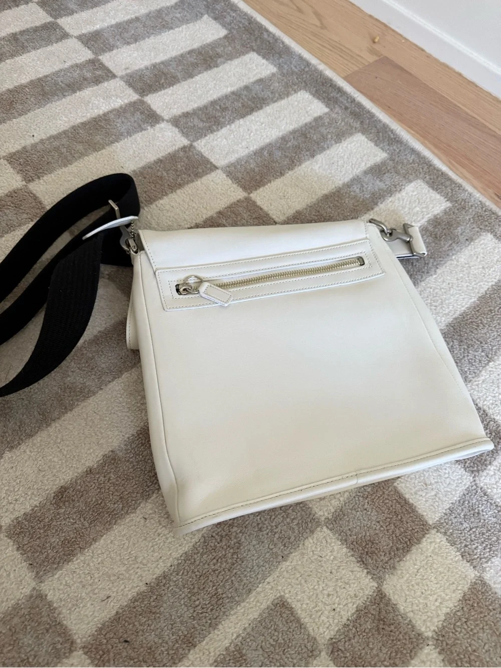 Coach White Leather Messenger with Black Strap